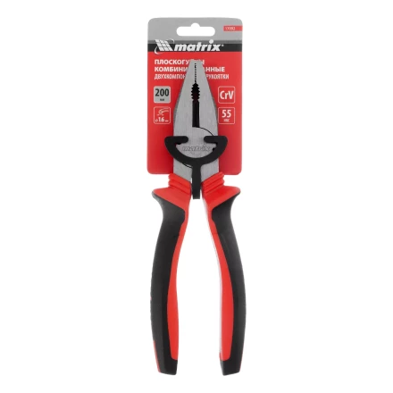 Плоскогубцы комбинированные Matrix, 200 мм, хром-ванадий, двухкомпонентные рукоятки, 17092 купить в Тюмени