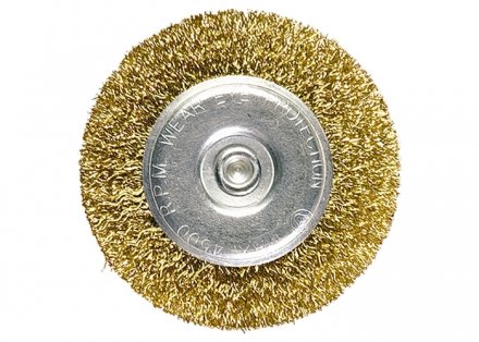Щетка для дрели, 30 мм, плоская со шпилькой, латунированная витая проволока MATRIX 74440 купить в Тюмени
