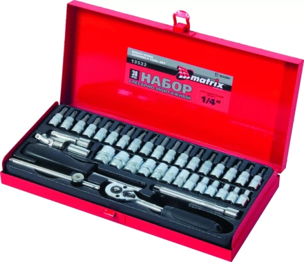 Набор слесарно-монтажный с квадратом 1/4 38 предметов MATRIX MASTER 13522 купить в Тюмени