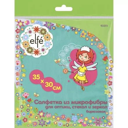 Салфетка из микрофибры для оптики стекол и зеркал бирюзовая 350х300 мм Elfe 92311 купить в Тюмени