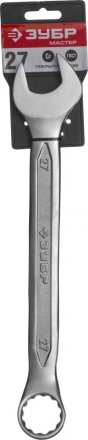 Ключ ЗУБР &quot;МАСТЕР&quot; гаечный комбинированный, Cr-V сталь, хромированный, 27мм 27087-27 купить в Тюмени