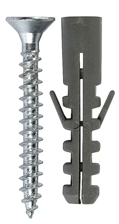 Дюбель ЗУБР полипропиленовый распорный 8,0x40мм с оцинкованным шурупом PZ, 4,5х40мм, ТФ7, 25шт 4-301037-08-040 купить в Тюмени