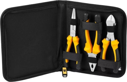 Набор JCB: Губцевый инструмент, хромированное покрытие, двухкомпонентные рукоятки, CrV cталь, 3 предм, чехол JPL016 купить в Тюмени