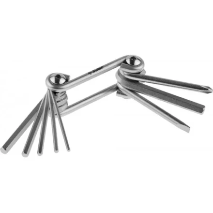 Набор ЗУБР Ключи &quot;МАСТЕР&quot; имбусовые складные, Cr-V сталь, сатинированное покрытие, HEX 2-6 мм, SL 5 мм, PH № 2, 8-в-1 27420-H8 купить в Тюмени