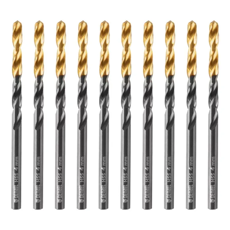 Сверло по металлу, 4 мм, HSS-Tin, Golden Tip, 10 шт. Denzel 717209 купить в Тюмени