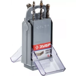 Набор ударных сверл ЗУБР "МАСТЕР" по бетону, 4, 5, 6х2шт, 8, 10мм, 6шт в супер боксе 2922-H6-SB