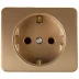 Розетка СВЕТОЗАР &quot;ГАММА&quot; с заземлением, одинарная, без вставки и рамки, цвет золотой металлик, 16А/~250В SV-54105-GM купить в Тюмени