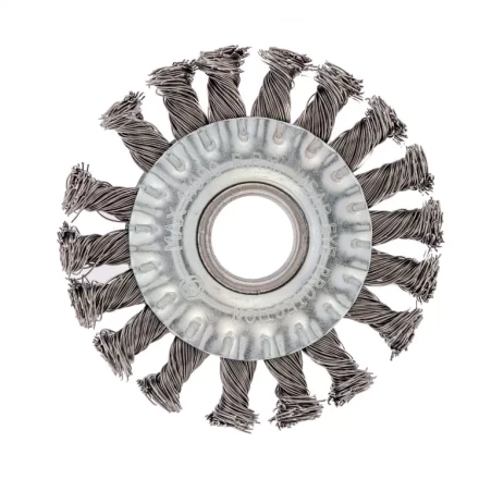 Щетка для УШМ 100 мм посадка 22,2 мм Плоская крученая проволока 0,5 мм Сибртех 746307 купить в Тюмени