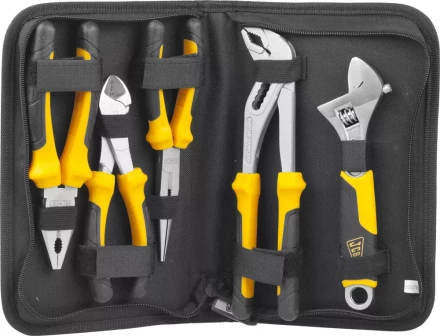 Набор JCB: Губцевый инструмент, хромированное покрытие, двухкомпонентные рукоятки, CrV cталь, 5 предм, чехол JPL017 купить в Тюмени