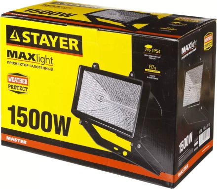 Прожектор STAYER &quot;MASTER&quot; MAXLight галогенный, с дугой крепления под установку, черный, 1500Вт 57107-B купить в Тюмени