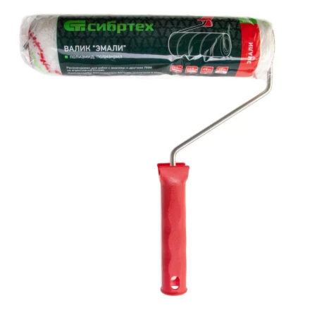 Валик &quot;Эмали&quot;, 250 мм, ворс 12 мм, D - 48 мм, D ручки - 6 мм, полиамид, полиакрил Сибртех 80197 купить в Тюмени