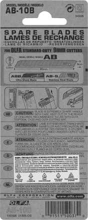 Лезвие OLFA сегментированное, 9х80х0,38мм, 10шт OL-AB-10B купить в Тюмени