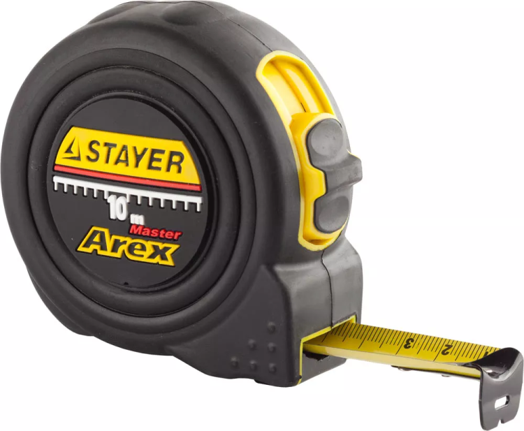 Рулетка STAYER "PROFI" "AREX", двухкомпонентный противоударный корпус, упрочненное полотно, 10м/25мм 3410-10_z01 купить в Тюмени