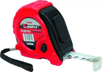 Рулетка Rubber 5 м х 19 мм обрезиненный корпус  MATRIX 31002 купить в Тюмени