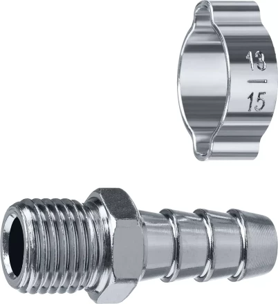 ЗУБР штуцер елочка, 10 мм - 1/4M, переходник с обжимным хомутом, Профессионал (64924-1/4-10) купить в Тюмени