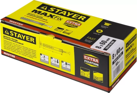 Дюбель-гвоздь полипропиленовый, потайный бортик, 8 x 60 мм, 60 шт, STAYER Master 30645-08-060 30645-08-060 купить в Тюмени