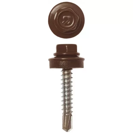 Саморезы ЗУБР &quot;ПРОФЕССИОНАЛ&quot; окраш., RAL 8017 шокол.-коричн., для крепл. кров. матер. к дерев. обреш., 4.8х29мм, 2500шт 4-300310-48-029-8017 купить в Тюмени