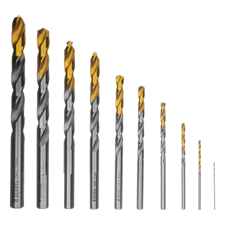 Набор сверл по металлу Denzel 723001, 1-10 мм, Р6М5-TiN, Golden Tip, 10 шт купить в Тюмени