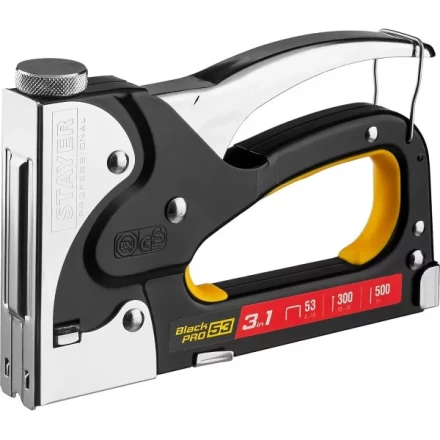 Степлер для скоб &quot;BlackPro 53&quot; 3-в-1: тип 53 (4-14 мм) / 300 (10-14 мм) / 500 (14 мм), STAYER Professional 31507 купить в Тюмени