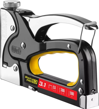 Степлер для скоб &quot;BlackPro 53&quot; 3-в-1: тип 53 (4-14 мм) / 300 (10-14 мм) / 500 (14 мм), STAYER Professional 31507 купить в Тюмени