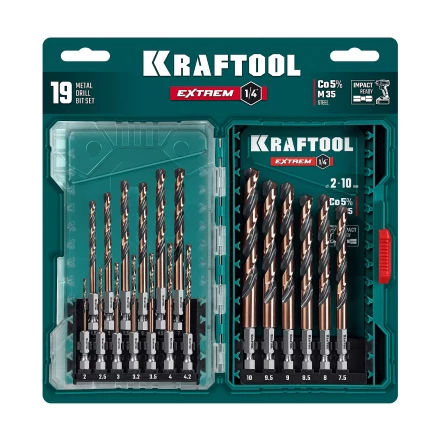 Набор сверл по металлу, хвостовик НЕХ-1/4, сталь М35-Со5% 29652-H19 купить в Тюмени