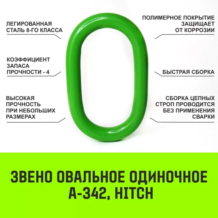 Звено овальное одиночное A-342 HITCH Т8 кл 8.0 т (SZ071413) купить в Тюмени