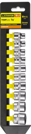 Набор STAYER &quot;STANDARD&quot;: Торцовые головки (3/8&quot;) на пластиковом рельсе, 8-19мм, 10 предметов 27757-H10 купить в Тюмени