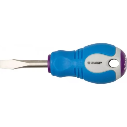 Отвертка ЗУБР, Cr-V сталь, трехкомпонентная рукоятка, цветовая индикация типа шлица, SL, 6,5x38мм 25251-6.5-038 купить в Тюмени