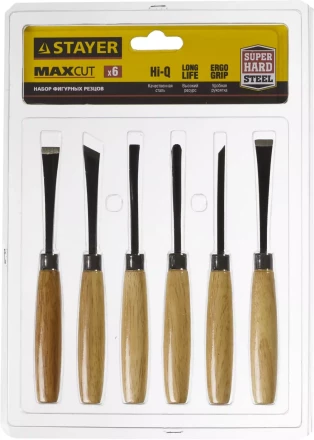 Набор STAYER: Резцы фигурные, с деревянной ручкой, 6шт 1832-H6 купить в Тюмени