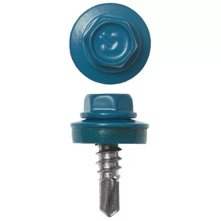 Саморезы ЗУБР окраш., RAL 5009 небесно-голуб., для крепл. кров. матер. к металл. констр., 5.5x25мм, 1800шт 4-300310-55-025-5009 купить в Тюмени