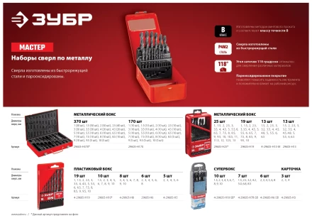Наборы сверл по металлу серия МАСТЕР купить в Тюмени