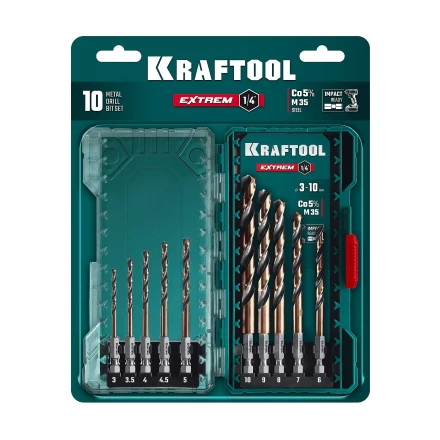 Набор сверл по металлу, хвостовик НЕХ-1/4, сталь М35-Со5% 29652-H10 купить в Тюмени