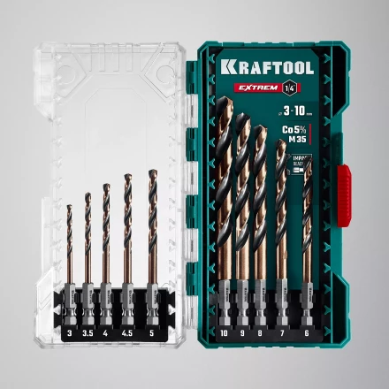 Набор сверл по металлу, хвостовик НЕХ-1/4, сталь М35-Со5% 29652-H10 купить в Тюмени