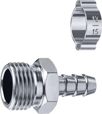 ЗУБР штуцер елочка, 10 мм - 1/2M, переходник с обжимным хомутом, Профессионал (64924-1/2-10) купить в Тюмени