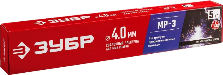 ЗУБР Д 4.0 х 450 мм, 5 кг в коробке МР-3 рутиловый, электрод сварочный (40015-4.0) купить в Тюмени