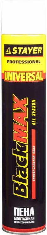 Пена "BlackMAX" монтажная, адаптерная, всесезонная, 750мл, STAYER 41133 купить в Тюмени
