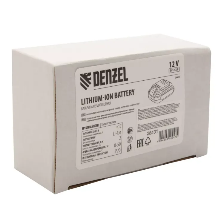 Батарея аккумуляторная Denzel IB-12-2.0, Li-Ion, 12 В, 2.0 А/ч 28431 купить в Тюмени