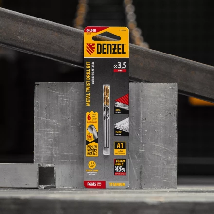 Сверло спиральное по металлу 3,5 x 70мм, Р6М5, Golden Tip, многогранная заточка, 2шт. Denzel 718270 купить в Тюмени