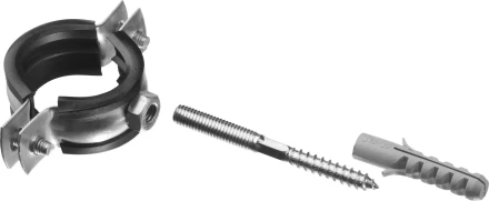 ЗУБР &quot;МАСТЕР&quot;. Хомут трубный с гайкой, оцинкованный, в комплекте с сантехнической шпилькой и дюбелем, 1&quot;, 1шт 37866-32-36 купить в Тюмени