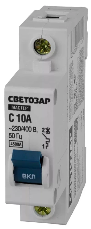 Выключатель СВЕТОЗАР автоматический, 1-полюсный, "С" (тип расцепления), 10 A, 230 / 400 В 49060-10-C купить в Тюмени