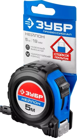 Рулетка ЗУБР &quot;НЕЙЛОН&quot;, нейлоновое покрытие, упрочненное полотно, ударопрочный обрезиненный корпус, 5м/19мм 34056-05-19_z01 купить в Тюмени