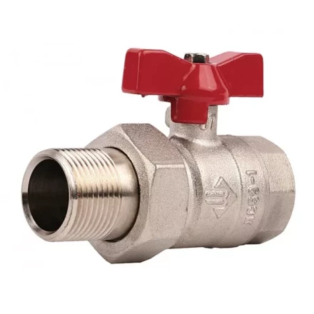 Кран ЗУБР шаровой 1/2&quot; полнопроходной с накидной гайкой &quot;мама-папа&quot;, бабочка, никелированная латунь 51357-N-1/2 купить в Тюмени