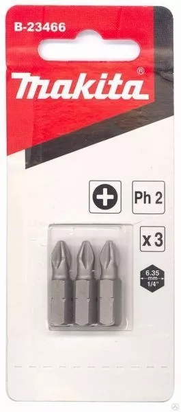 Биты Makita PH2 25мм 3шт (B-23466) купить в Тюмени