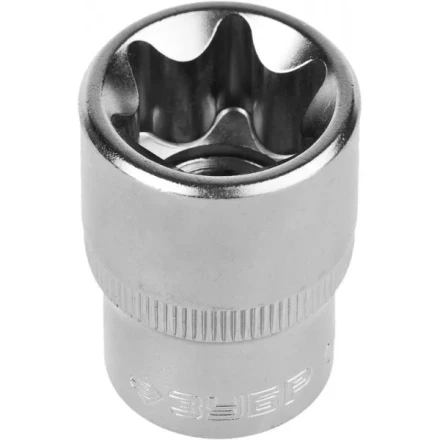 Головка торцовая ЗУБР &quot;МАСТЕР&quot; (1/2&quot;), Cr-V, E-TORX, хроматированное покрытие, E24 27719-24 купить в Тюмени
