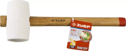 Киянка ЗУБР &quot;МАСТЕР&quot; резиновая белая, с деревянной рукояткой, 0,68кг 20511-680_z01 купить в Тюмени