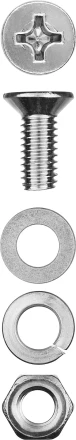 Винт (DIN965) в комплекте с гайкой (DIN934), шайбой (DIN125), шайбой пруж. (DIN127), M4 x 16 мм, 30 шт, ЗУБР 303456-04-016 купить в Тюмени