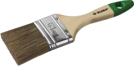 Кисть плоская  ЗУБР &quot;ЛАЗУРЬ-МАСТЕР&quot;, смешанная щетина, деревянная ручка, 63мм 4-01009-063 купить в Тюмени