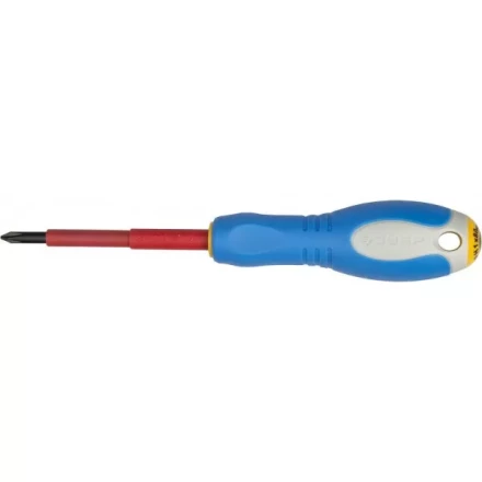 ЗУБР "ПРОФИ ЭЛЕКТРИК". Отвертка Cr-V, трехкомпонент рукоятка, высоковольтная до ~1000В, PH №1, 80 мм 25262-1-080 купить в Тюмени