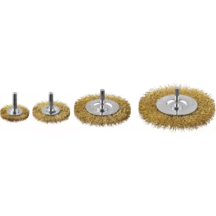 ЗУБР &quot;ПРОФЕССИОНАЛ&quot;. Набор щеток дисковых для дрели, витая стальная латунированная проволока 0,3мм, 4 шт 3521-H4_z03 купить в Тюмени