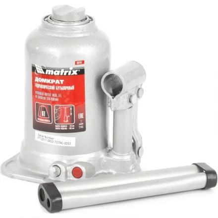Домкрат гидравлический бутылочный телескопический 6 т подъем 170-430 мм MATRIX 50747 купить в Тюмени